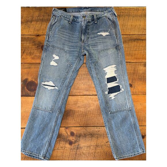 Mens Abercrombie & Fitch Kennan Straight Distressed Carpenter‎ Style Jeans 32x32 - Picture 1 of 12